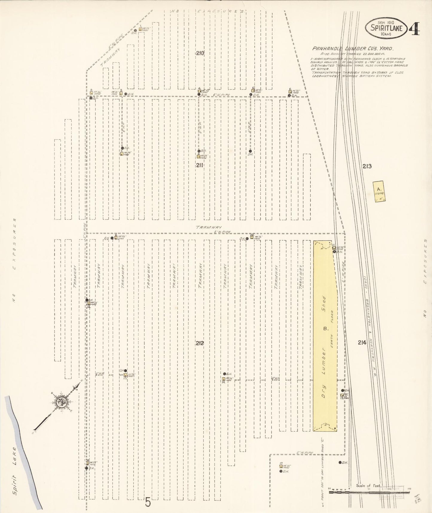 Sanborn Fire Insurance Map from Spirit Lake, Kootenai County, Idaho (1910), Sheet #0004 - Complete Map Set gallery image, historic Sanborn map, vintage wall art, Idaho Idaho