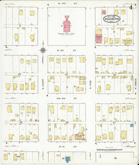 Sanborn Fire Insurance Map from Hoisington, Barton County, Kansas (1920), Sheet #0004 - Historic Sanborn Fire Insurance Map Print, vintage old map wall art, antique decor, genealogy gift, Kansas Kansas map