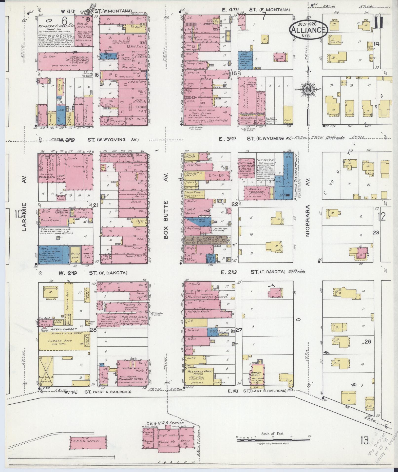 Sanborn Fire Insurance Map from Alliance, Box Butte County, Nebraska (1920), Sheet #0011 - Historic Sanborn Fire Insurance Map Print, vintage old map wall art, antique decor, genealogy gift, Nebraska Nebraska map