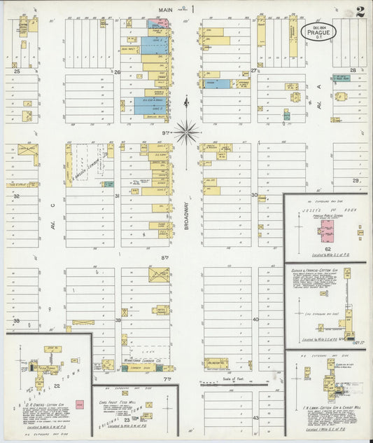 Sanborn Fire Insurance Map from Prague, Lincoln County, Oklahoma (1904), Sheet #0002 - Historic Sanborn Fire Insurance Map Print, vintage old map wall art, antique decor, genealogy gift, Oklahoma Oklahoma map