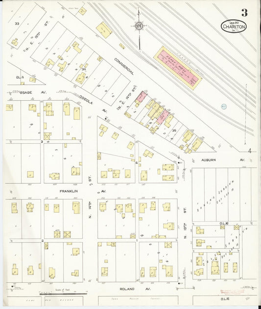 Sanborn Fire Insurance Map from Chariton, Lucas County, Iowa (1913), Sheet #0003 - Historic Sanborn Fire Insurance Map Print, vintage old map wall art