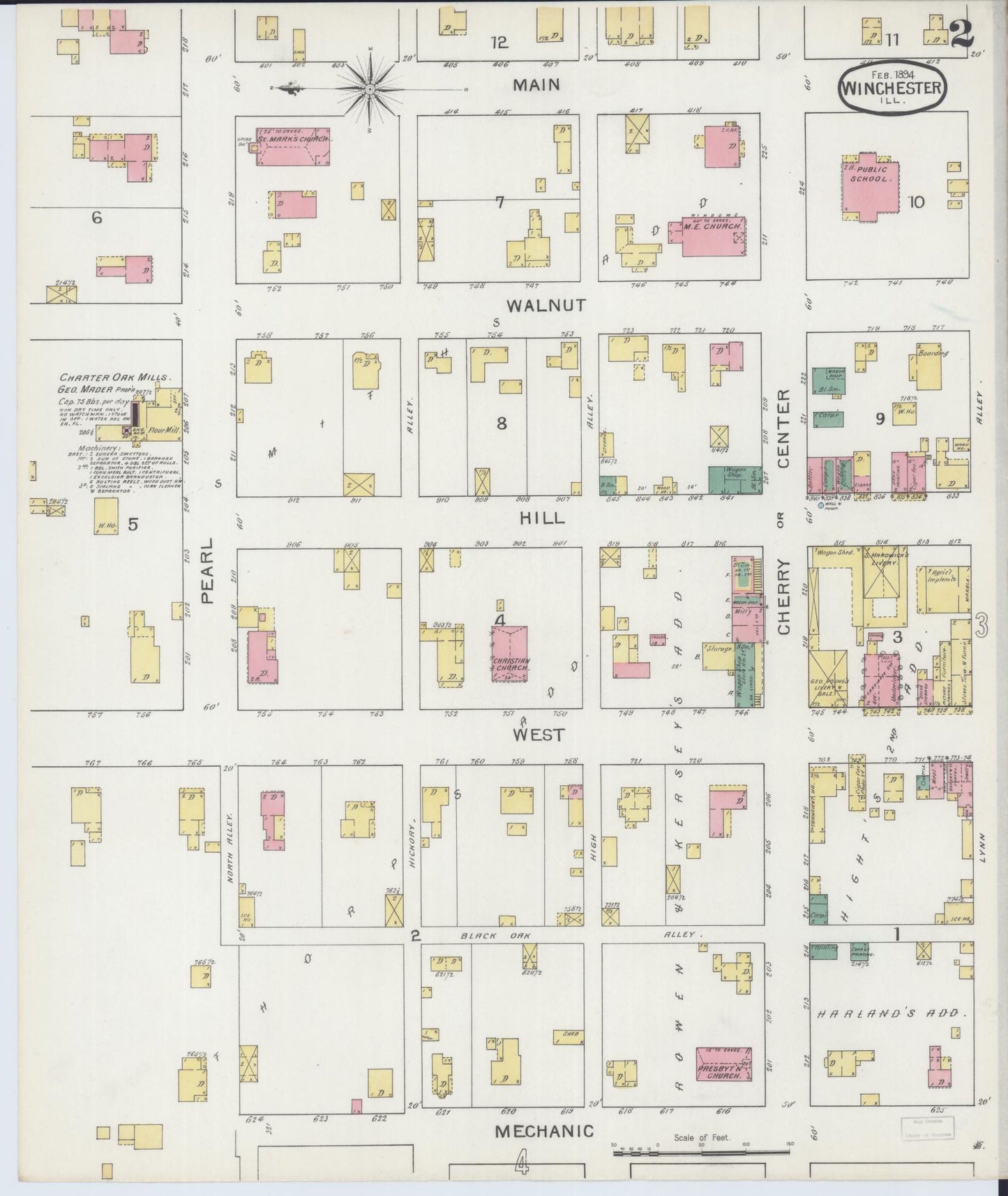 Sanborn Fire Insurance Map from Winchester, Scott County, Illinois (1894), Sheet #0002 - Complete Map Set gallery image, historic Sanborn map, vintage wall art, Illinois Illinois