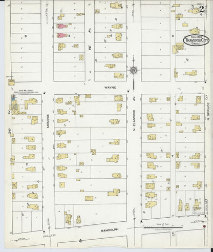 Sanborn Fire Insurance Map from Traverse City, Grand Traverse County, Michigan (1920), Sheet #0002 - Historic Sanborn Fire Insurance Map Print, vintage old map wall art, antique decor, genealogy gift, Michigan Michigan map