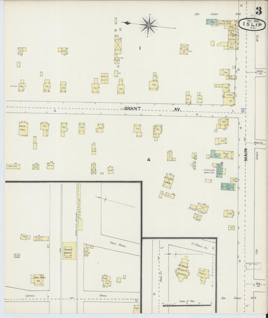 Sanborn Fire Insurance Map from Islip, Suffolk County, New York (1890), Sheet #0003 - Historic Sanborn Fire Insurance Map Print, vintage old map wall art, antique decor, genealogy gift, New York New York map