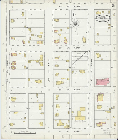 Sanborn Fire Insurance Map from Little Falls, Morrison County, Minnesota (1895), Sheet #0005 - Complete Map Set gallery image, historic Sanborn map, vintage wall art, Minnesota Minnesota