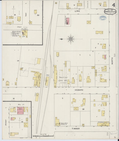 Sanborn Fire Insurance Map from Knoxville, Knox County, Illinois (1894), Sheet #0004 - Historic Sanborn Fire Insurance Map Print, vintage old map wall art, antique decor, genealogy gift, Illinois Illinois map