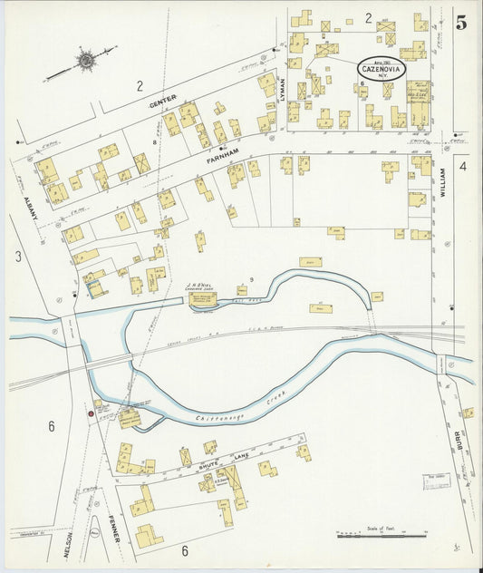 Sanborn Fire Insurance Map from Cazenovia, Madison County, New York (1911), Sheet #0005 - Historic Sanborn Fire Insurance Map Print, vintage old map wall art, antique decor, genealogy gift, New York New York map