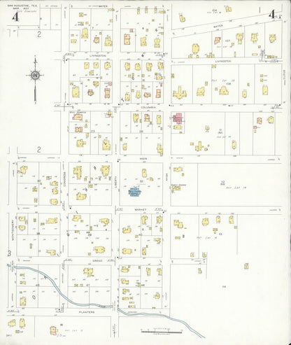 Sanborn Fire Insurance Map from San Augustine, San Augustine County, Texas (1937), Sheet #0004 - Complete Map Set gallery image, historic Sanborn map, vintage wall art, Texas Texas