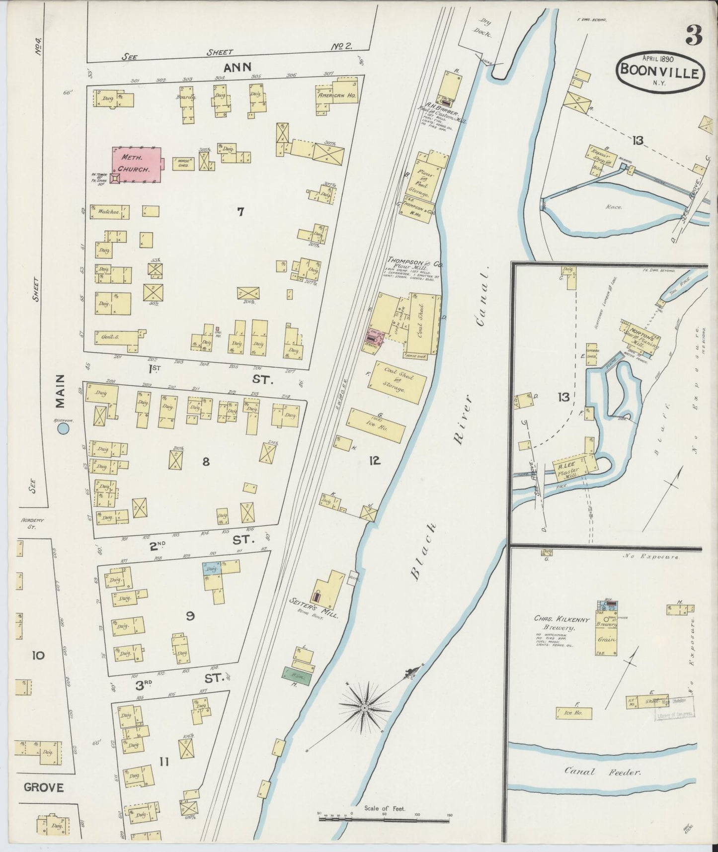 Sanborn Fire Insurance Map from Boonville, Oneida County, New York (1890), Sheet #0003 - Complete Map Set gallery image, historic Sanborn map, vintage wall art, New York New York