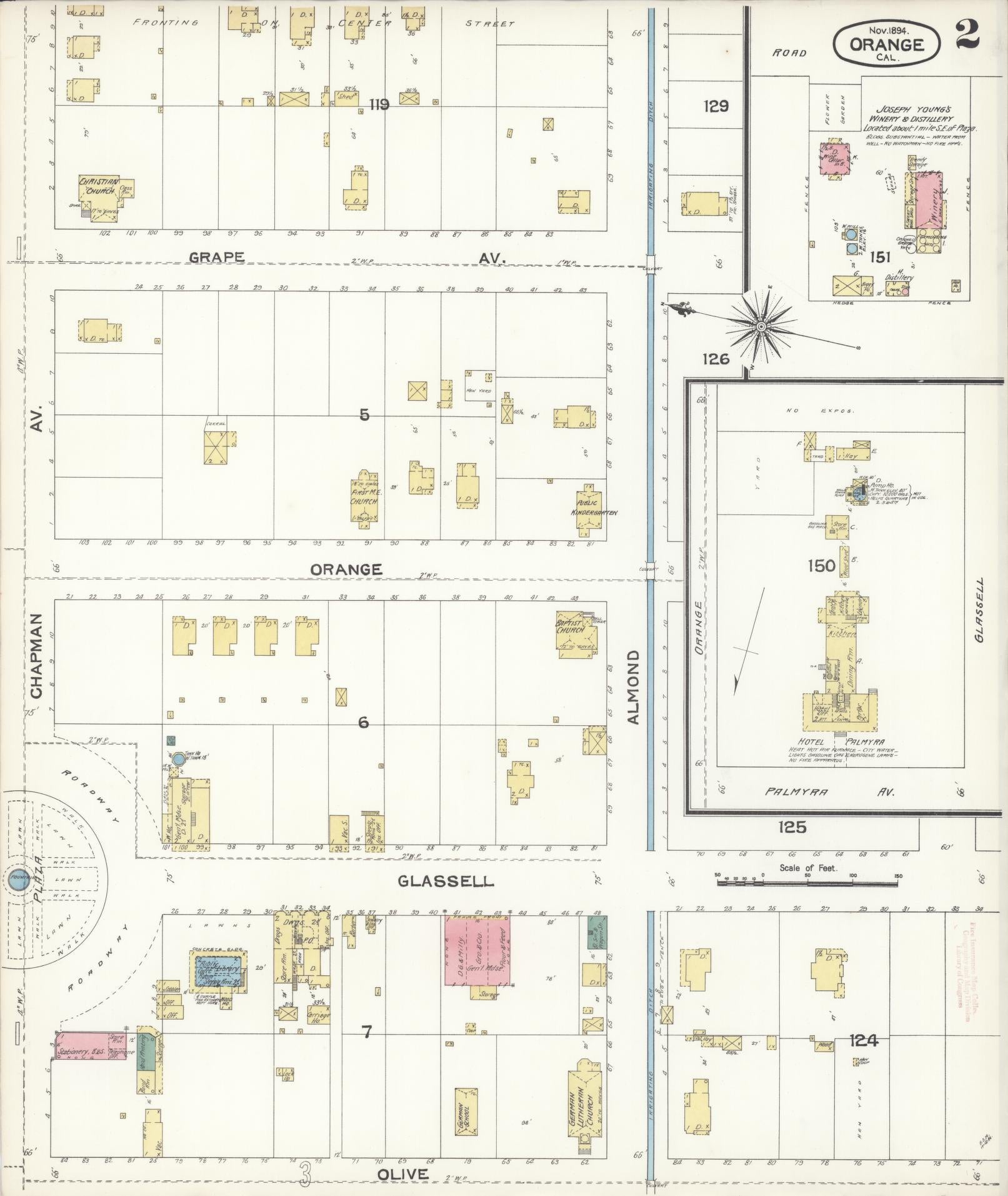 Sanborn Fire Insurance Map from Orange, Orange County, California (1894), Sheet #0002 - Complete Map Set gallery image, historic Sanborn map, vintage wall art, California California