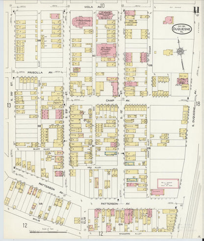 Sanborn Fire Insurance Map from Duquesne, Allegheny County, Pennsylvania (1911), Sheet #0011 - Historic Sanborn Fire Insurance Map Print, vintage old map wall art, antique decor, genealogy gift, Pennsylvania Pennsylvania map