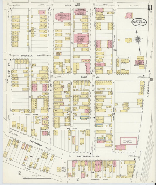 Sanborn Fire Insurance Map from Duquesne, Allegheny County, Pennsylvania (1911), Sheet #0011 - Historic Sanborn Fire Insurance Map Print, vintage old map wall art, antique decor, genealogy gift, Pennsylvania Pennsylvania map