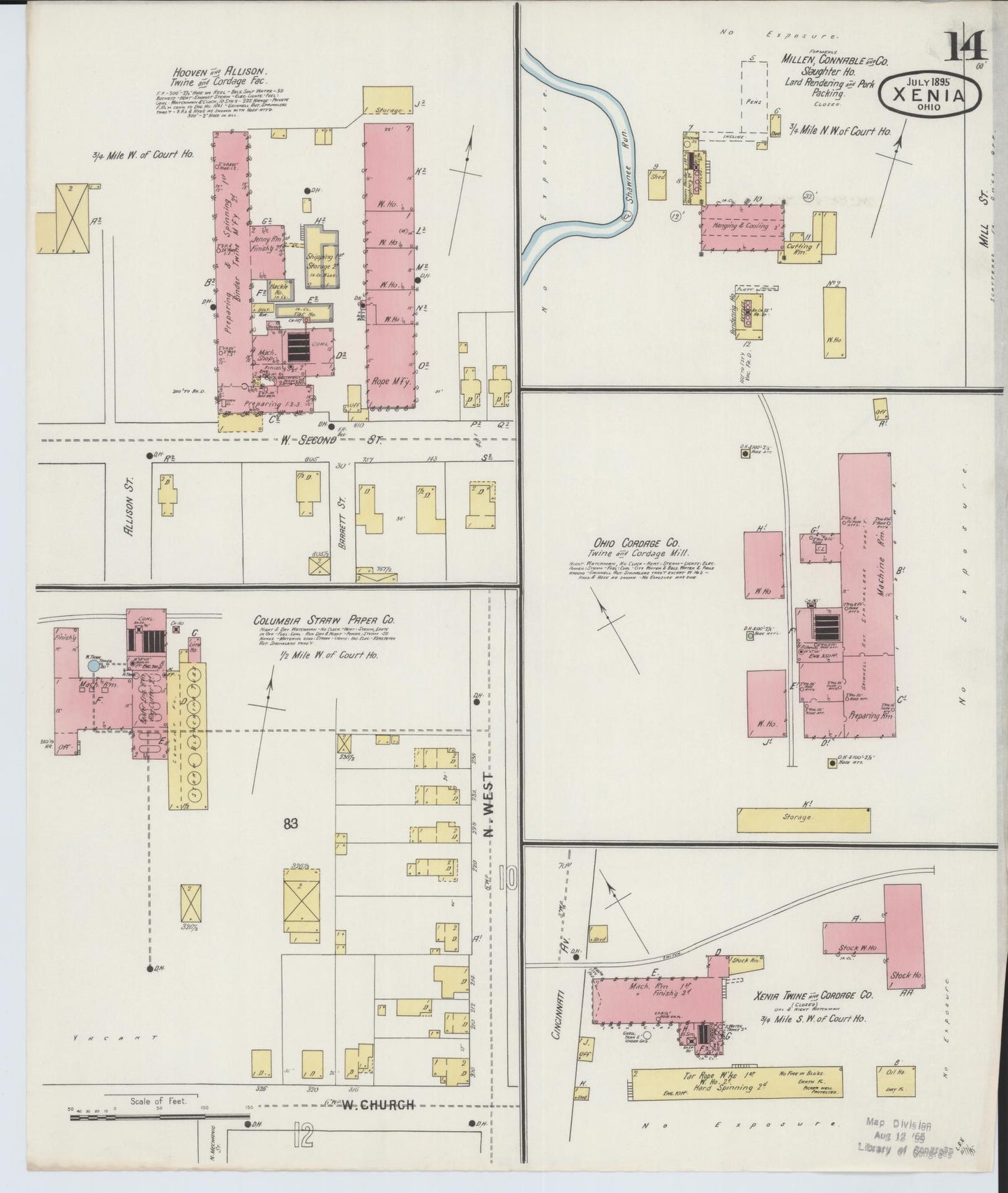 Sanborn Fire Insurance Map from Xenia, Greene County, Ohio (1895), Sheet #0014 - Historic Sanborn Fire Insurance Map Print, vintage old map wall art, antique decor, genealogy gift, Ohio Ohio map