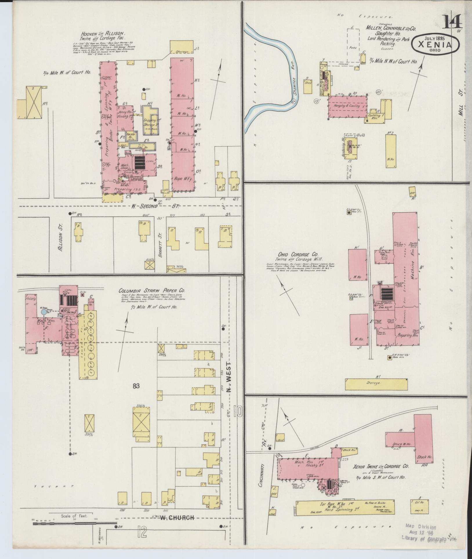 Sanborn Fire Insurance Map from Xenia, Greene County, Ohio (1895), Sheet #0014 - Historic Sanborn Fire Insurance Map Print, vintage old map wall art, antique decor, genealogy gift, Ohio Ohio map