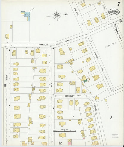 Sanborn Fire Insurance Map from Norwalk, Fairfield County, Connecticut (1901), Sheet #0007 - Complete Map Set gallery image, historic Sanborn map, vintage wall art, Connecticut Connecticut