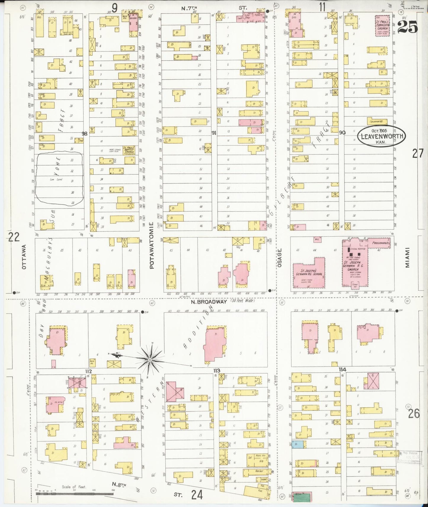 Sanborn Fire Insurance Map from Leavenworth, Leavenworth County, Kansas (1905), Sheet #0026 - Complete Map Set gallery image, historic Sanborn map, vintage wall art, Kansas Kansas