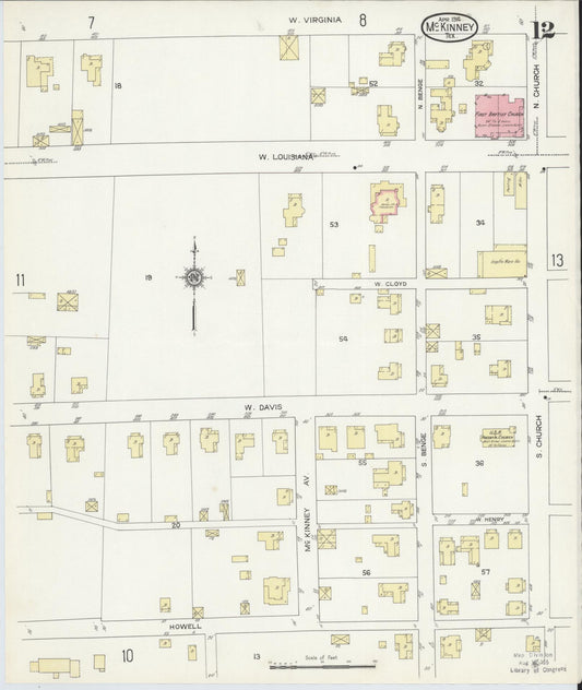 Sanborn Fire Insurance Map from McKinney, Collin County, Texas (1914), Sheet #0012 - Historic Sanborn Fire Insurance Map Print, vintage old map wall art, antique decor, genealogy gift, Texas Texas map