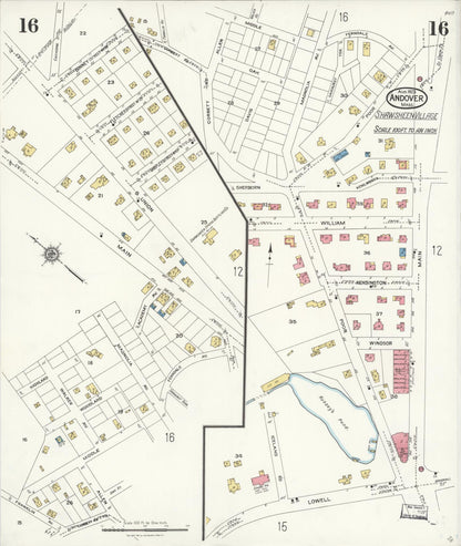 Sanborn Fire Insurance Map from Andover, Essex County, Massachusetts (1923), Sheet #0016 - Complete Map Set gallery image, historic Sanborn map, vintage wall art, Massachusetts Massachusetts