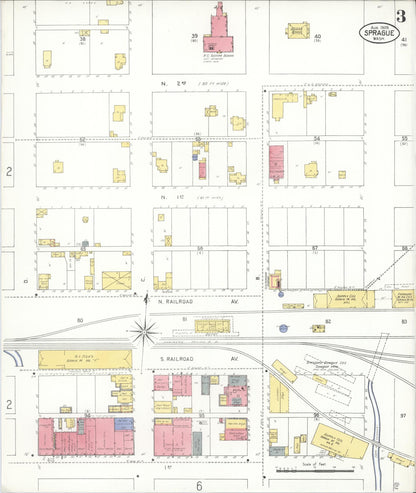 Sanborn Fire Insurance Map from Sprague, Lincoln County, Washington (1909), Sheet #0003 - Complete Map Set gallery image, historic Sanborn map, vintage wall art, Washington Washington