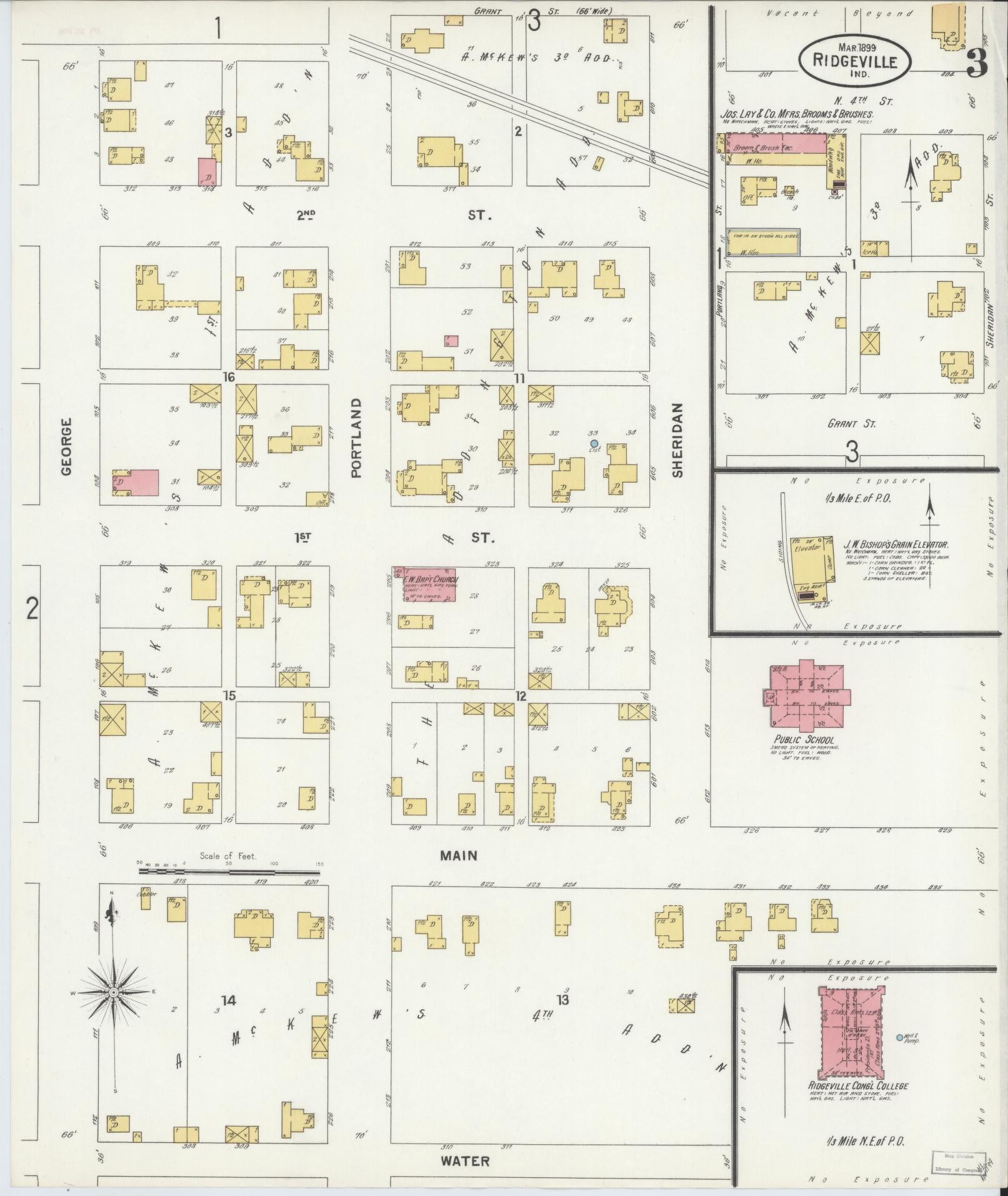 Sanborn Fire Insurance Map from Ridgeville, Randolph County, Indiana (1899), Sheet #0003 - Complete Map Set gallery image, historic Sanborn map, vintage wall art, Indiana Indiana