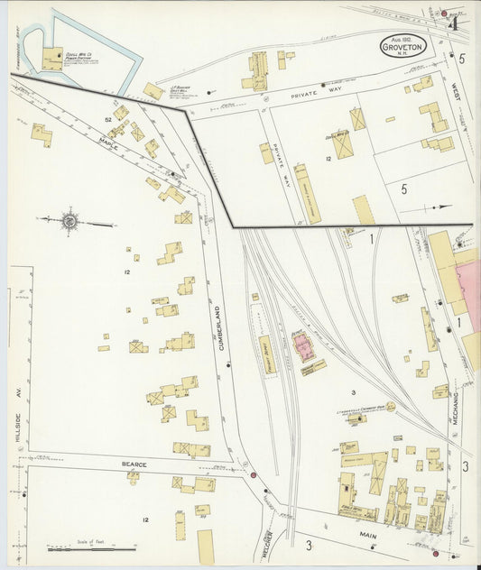 Sanborn Fire Insurance Map from Groveton, Coos County, New Hampshire (1912), Sheet #0004 - Historic Sanborn Fire Insurance Map Print, vintage old map wall art, antique decor, genealogy gift, New Hampshire New Hampshire map