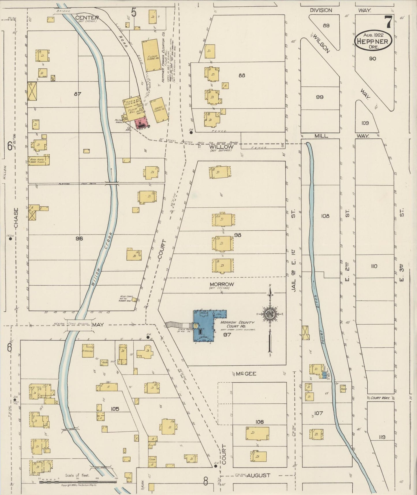 Sanborn Fire Insurance Map from Heppner, Morrow County, Oregon (1922), Sheet #0007 - Complete Map Set gallery image, historic Sanborn map, vintage wall art, Oregon Oregon