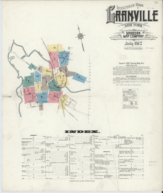 Sanborn Fire Insurance Map from Granville, Washington County, New York. (1912) – Historic Sanborn Fire Insurance Map Print