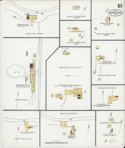 Sanborn Fire Insurance Map from Cripple Creek, Teller County, Colorado (1900), Sheet #0018 - Historic Sanborn Fire Insurance Map Print, vintage old map wall art, antique decor, genealogy gift, Colorado Colorado map