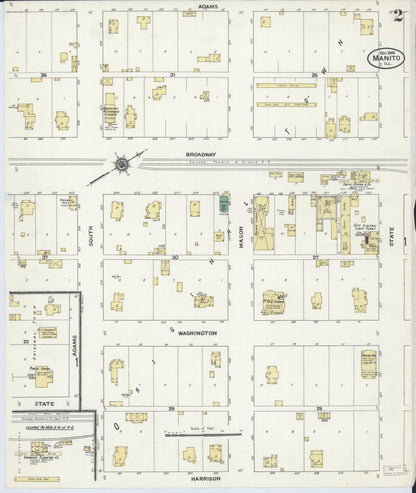Sanborn Fire Insurance Map from Manito, Mason County, Illinois (1909), Sheet #0002 - Historic Sanborn Fire Insurance Map Print, vintage old map wall art, antique decor, genealogy gift, Illinois Illinois map