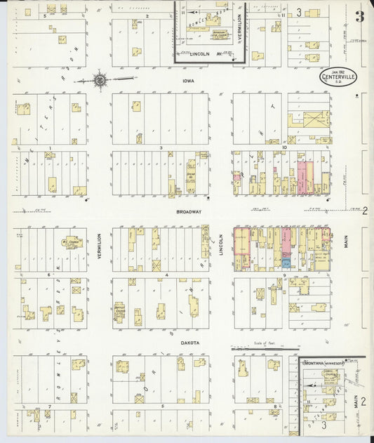 Sanborn Fire Insurance Map from Centerville, Turner County, South Dakota (1912), Sheet #0003 - Historic Sanborn Fire Insurance Map Print, vintage old map wall art, antique decor, genealogy gift, South Dakota South Dakota map