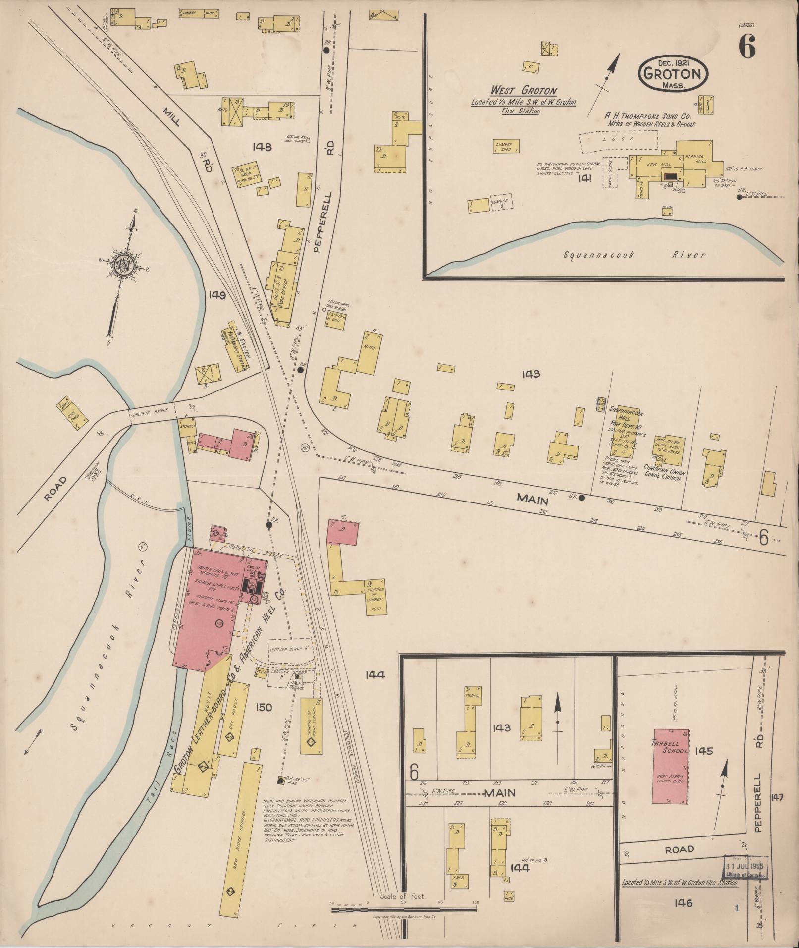 Sanborn Fire Insurance Map from Groton, Middlesex County, Massachusetts (1921), Sheet #0006 - Complete Map Set gallery image, historic Sanborn map, vintage wall art, Massachusetts Massachusetts