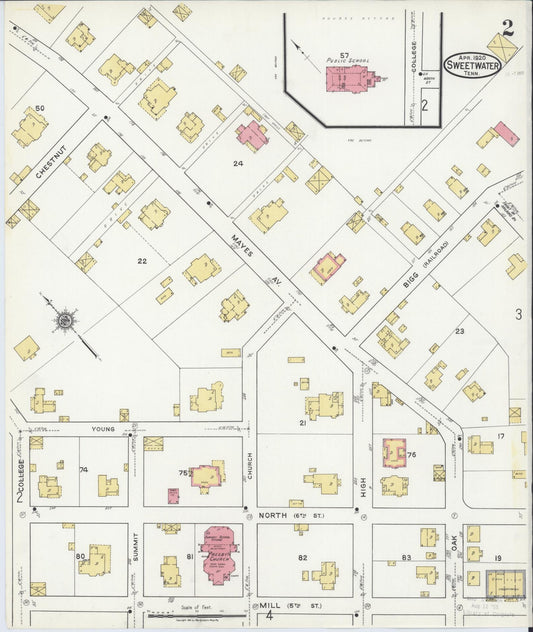 Sanborn Fire Insurance Map from Sweetwater, Monroe County, Tennessee (1920), Sheet #0002 - Historic Sanborn Fire Insurance Map Print, vintage old map wall art, antique decor, genealogy gift, Tennessee Tennessee map