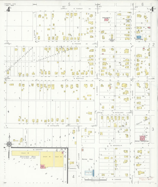 Sanborn Fire Insurance Map from Girard, Crawford County, Kansas (1935), Sheet #0004 - Historic Sanborn Fire Insurance Map Print, vintage old map wall art, antique decor, genealogy gift, Kansas Kansas map