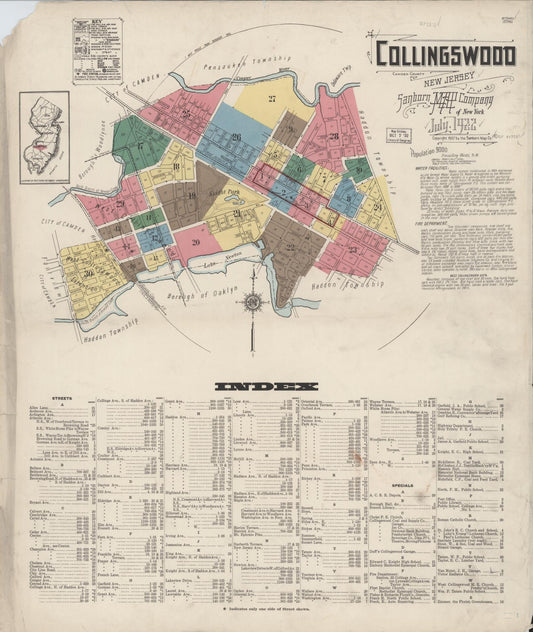 Sanborn Fire Insurance Map from Collingswood, Camden County, New Jersey. (1922) – Historic Sanborn Fire Insurance Map Print
