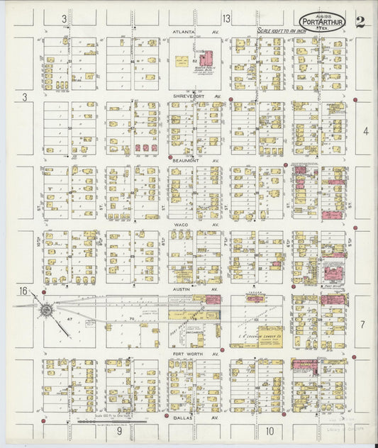 Sanborn Fire Insurance Map from Port Arthur, Jefferson County, Texas (1918), Sheet #0002 - Historic Sanborn Fire Insurance Map Print, vintage old map wall art, antique decor, genealogy gift, Texas Texas map