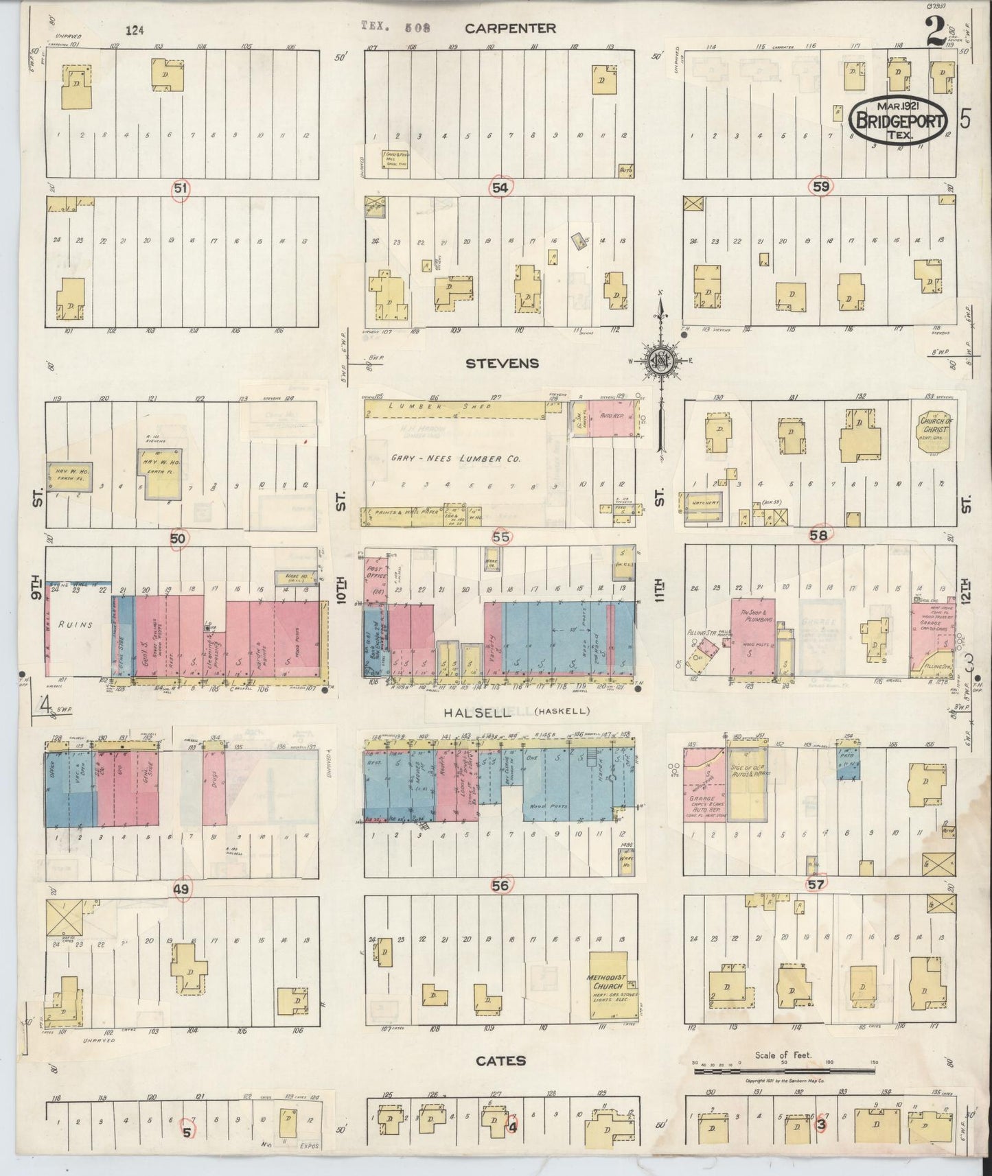 Sanborn Fire Insurance Map from Bridgeport, Wise County, Texas (1944), Sheet #0002 - Historic Sanborn Fire Insurance Map Print, vintage old map wall art, antique decor, genealogy gift, Texas Texas map