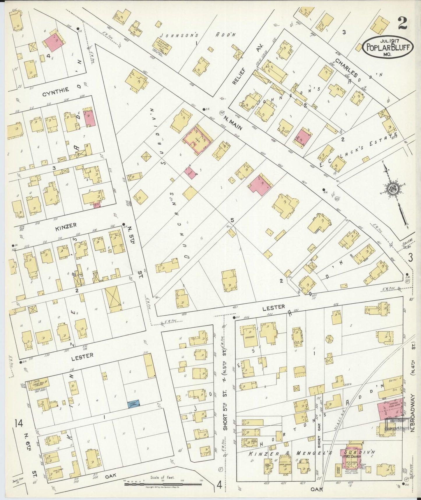 Sanborn Fire Insurance Map from Poplar Bluff, Butler County, Missouri (1917), Sheet #0002 - Historic Sanborn Fire Insurance Map Print, vintage old map wall art, antique decor, genealogy gift, Missouri Missouri map
