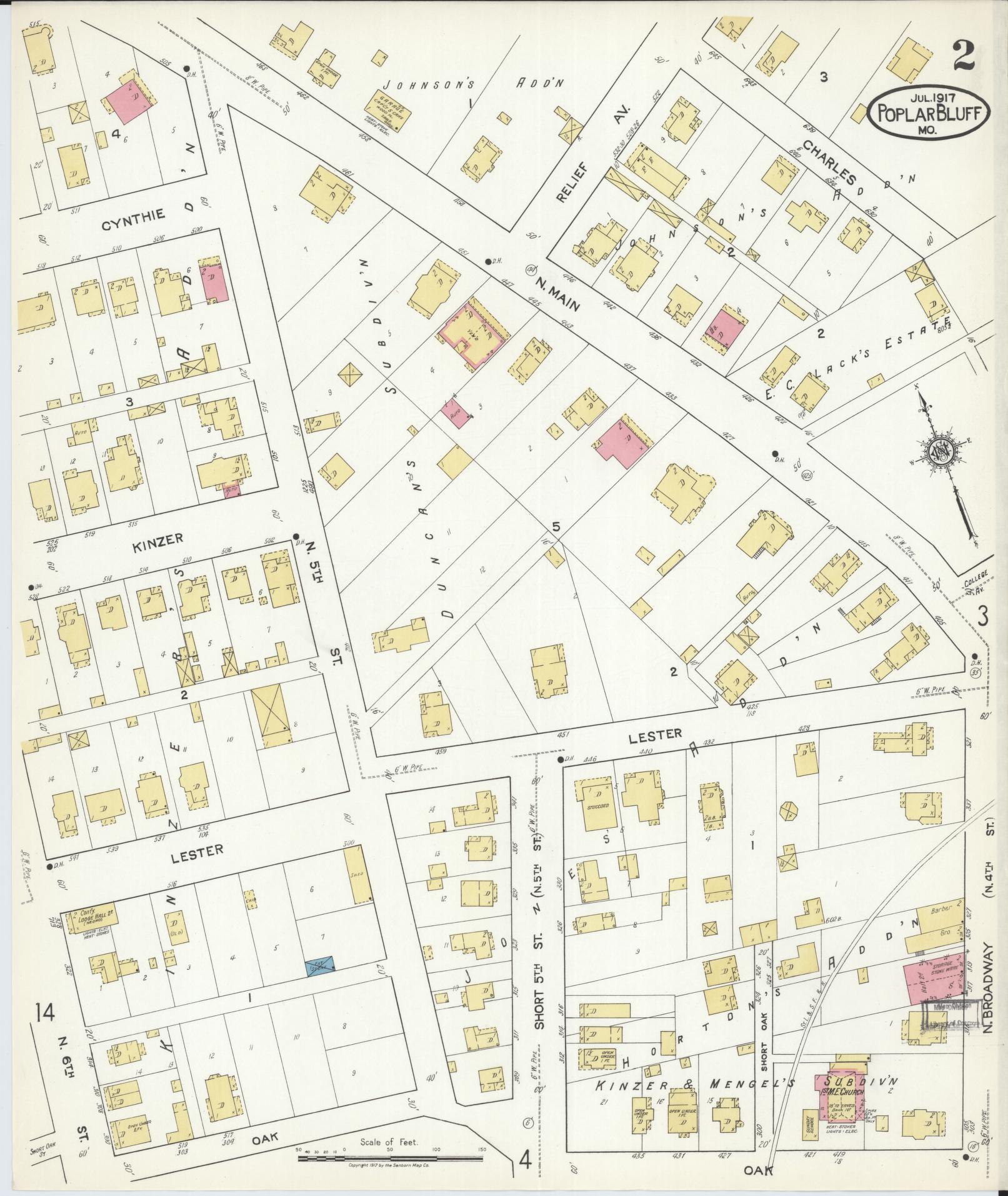 Sanborn Fire Insurance Map from Poplar Bluff, Butler County, Missouri (1917), Sheet #0002 - Historic Sanborn Fire Insurance Map Print, vintage old map wall art, antique decor, genealogy gift, Missouri Missouri map