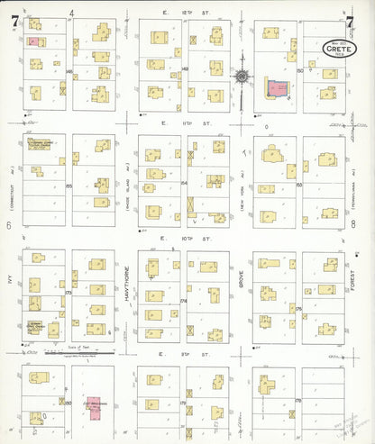 Sanborn Fire Insurance Map from Crete, Saline County, Nebraska (1923), Sheet #0007 - Complete Map Set gallery image, historic Sanborn map, vintage wall art, Nebraska Nebraska