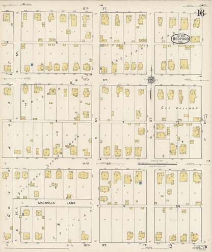 Sanborn Fire Insurance Map from Bedford, Lawrence County, Indiana (1922), Sheet #0016 - Complete Map Set gallery image, historic Sanborn map, vintage wall art, Indiana Indiana