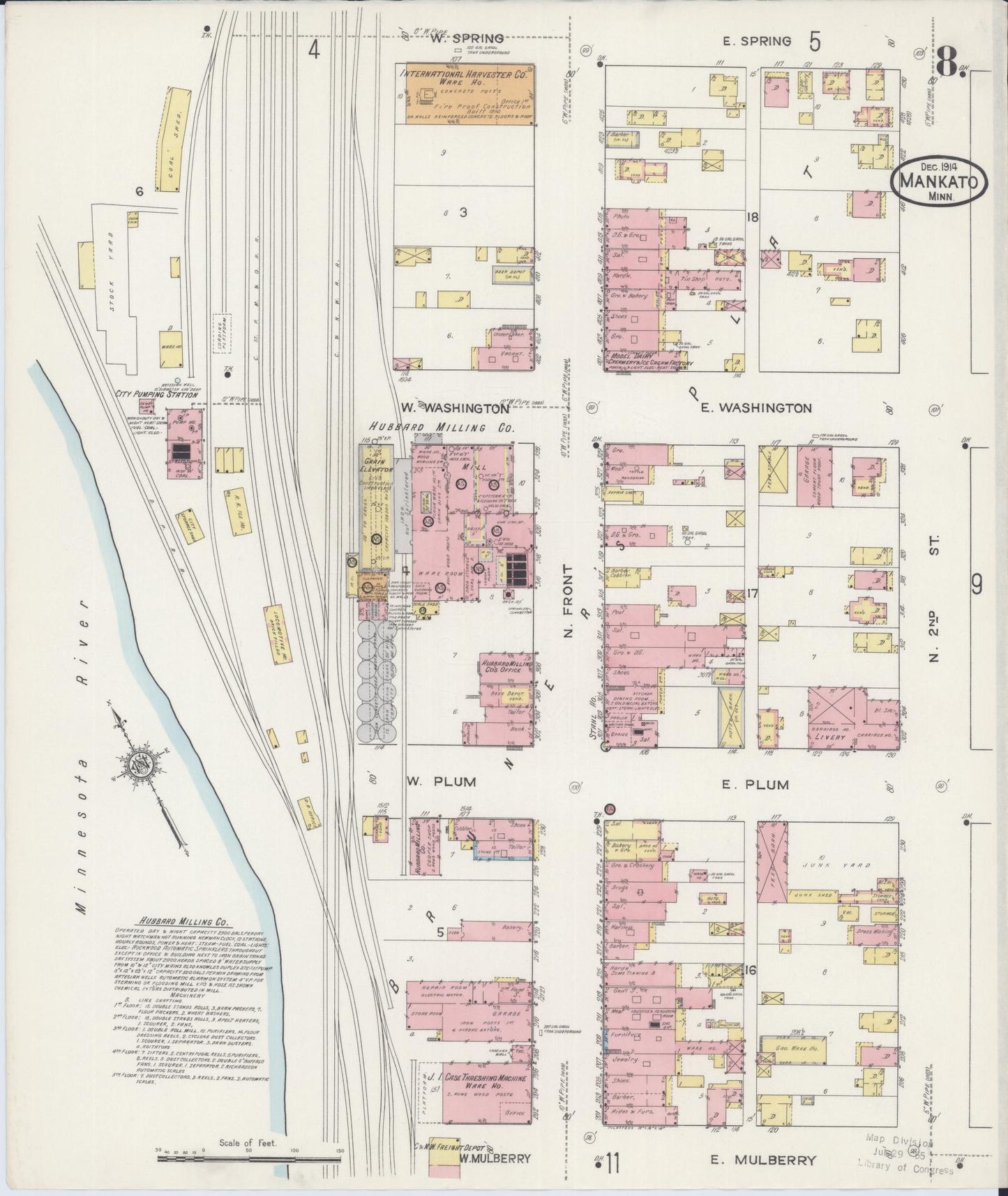 Sanborn Fire Insurance Map from Mankato, Blue Earth County, Minnesota (1914), Sheet #0008 - Complete Map Set gallery image, historic Sanborn map, vintage wall art, Minnesota Minnesota