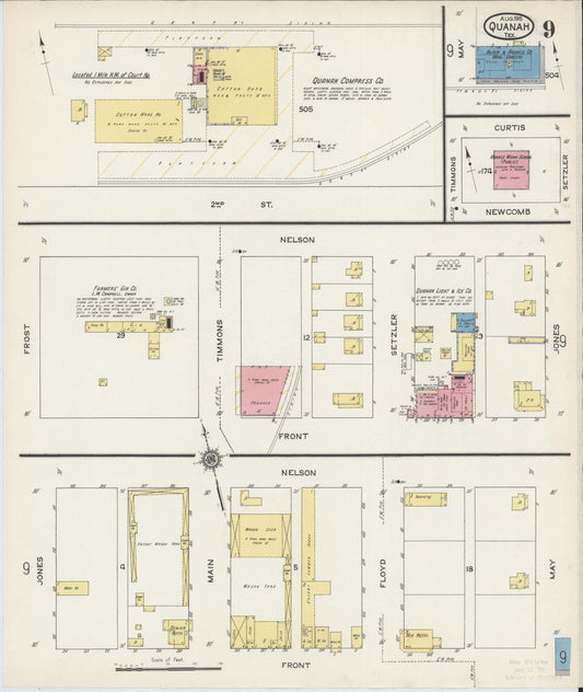 Sanborn Fire Insurance Map from Quanah, Hardeman County, Texas (1915), Sheet #0009 - Historic Sanborn Fire Insurance Map Print, vintage old map wall art, antique decor, genealogy gift, Texas Texas map