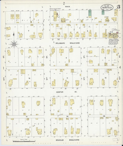 Sanborn Fire Insurance Map from Fairfield, Wayne County, Illinois (1907), Sheet #0003 - Historic Sanborn Fire Insurance Map Print, vintage old map wall art, antique decor, genealogy gift, Illinois Illinois map