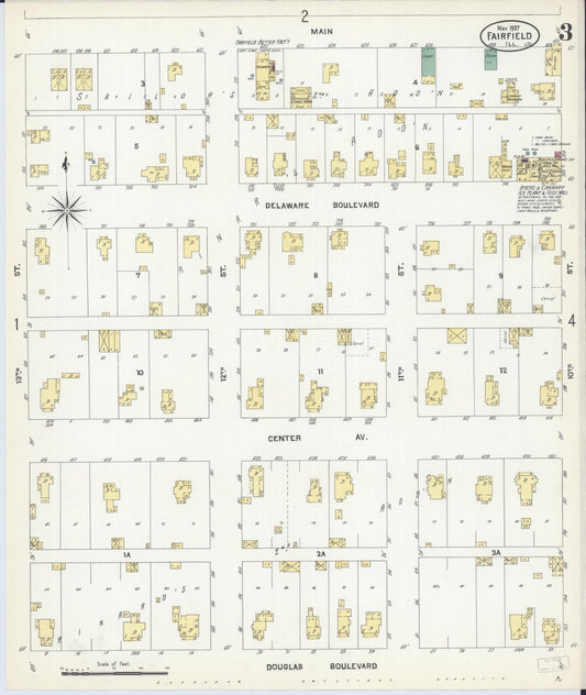 Sanborn Fire Insurance Map from Fairfield, Wayne County, Illinois (1907), Sheet #0003 - Historic Sanborn Fire Insurance Map Print, vintage old map wall art, antique decor, genealogy gift, Illinois Illinois map
