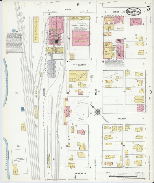 Sanborn Fire Insurance Map from Red Wing, Goodhue County, Minnesota (1917), Sheet #0005 - Historic Sanborn Fire Insurance Map Print, vintage old map wall art, antique decor, genealogy gift, Minnesota Minnesota map