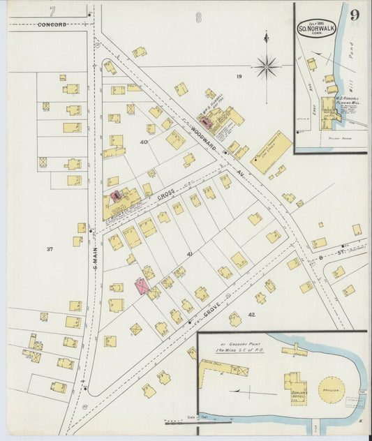 Sanborn Fire Insurance Map from South Norwalk, Fairfield County, Connecticut (1895), Sheet #0009 - Historic Sanborn Fire Insurance Map Print, vintage old map wall art, antique decor, genealogy gift, Connecticut Connecticut map
