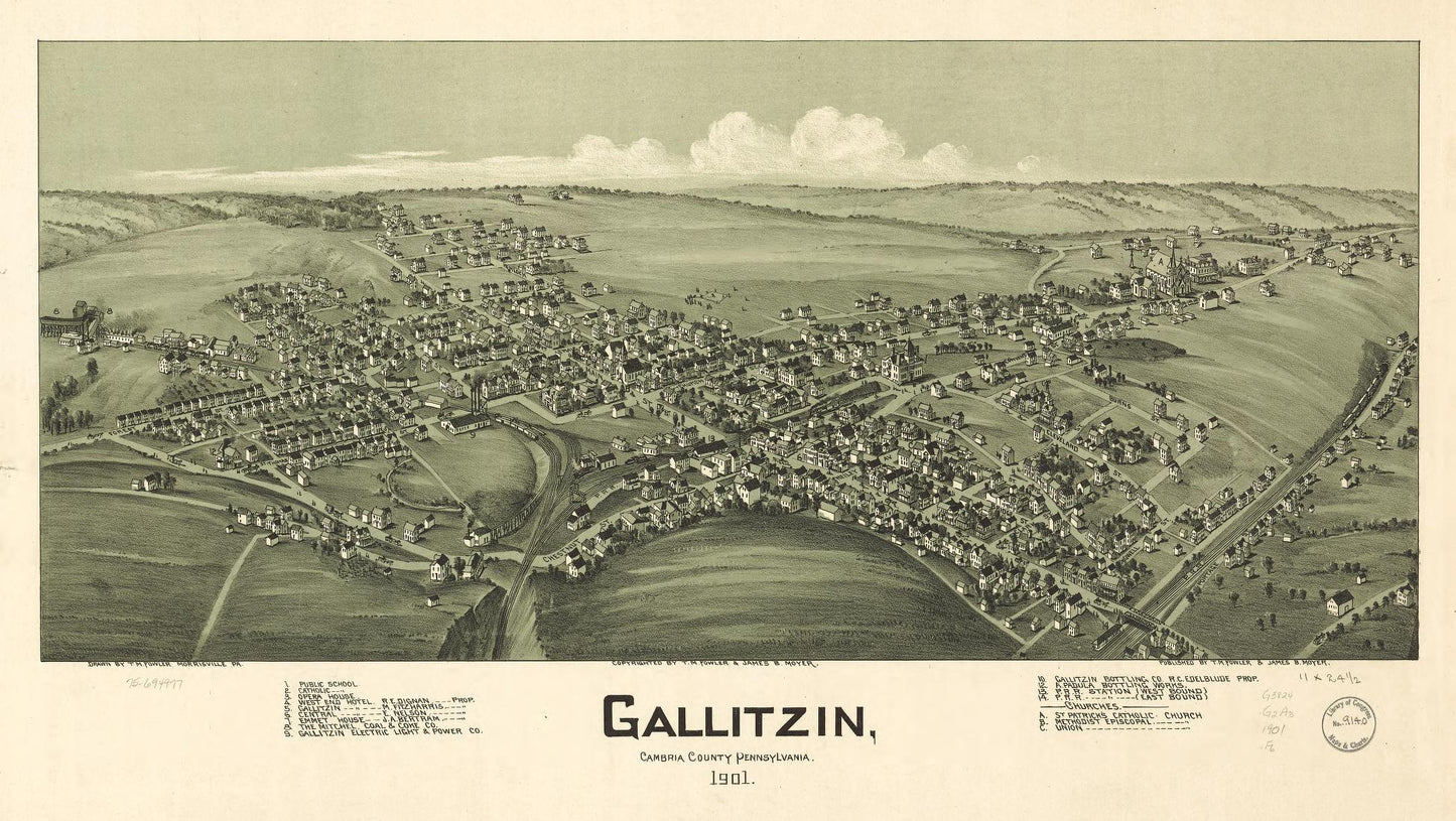 Gallitzin, Cambria County, Pennsylvania 1901. (1901) – Historic Bird’s-Eye View Panorama Print
