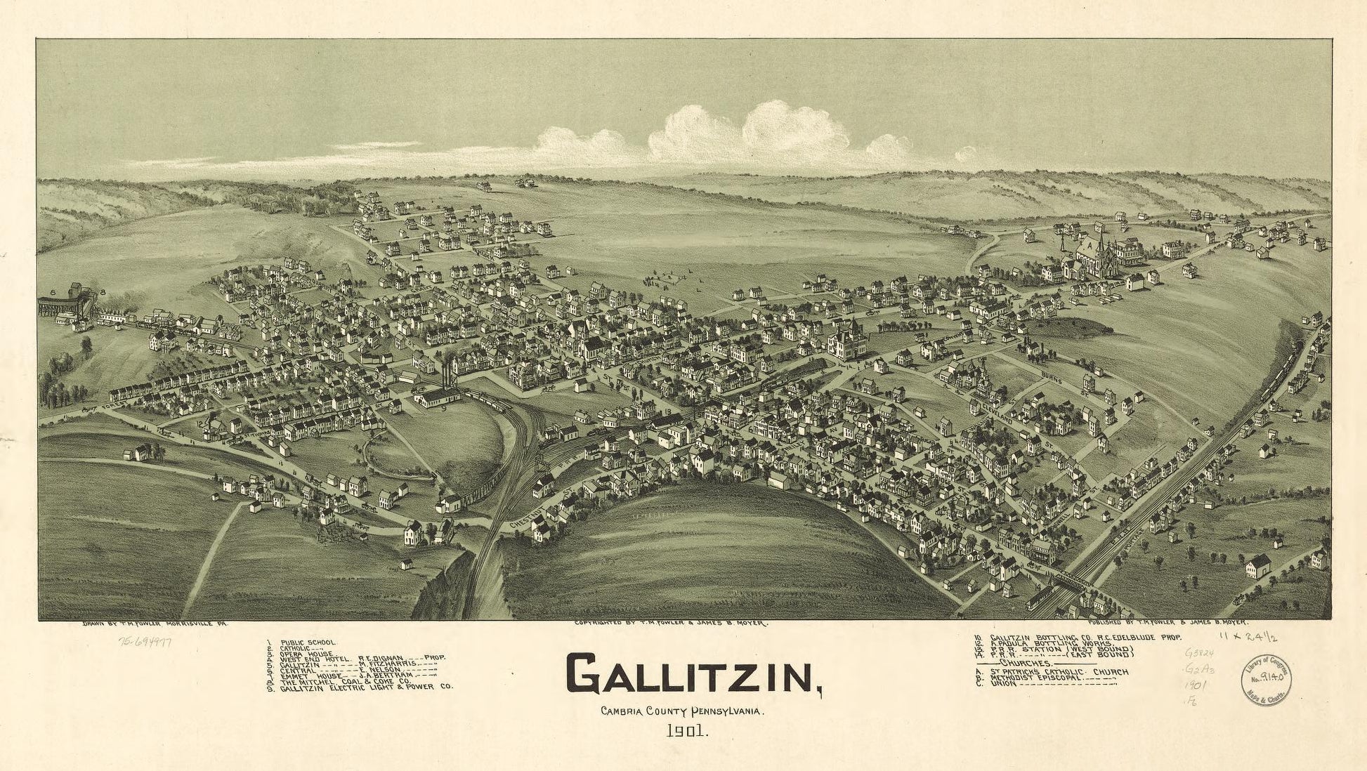 Gallitzin, Cambria County, Pennsylvania 1901. (1901) – Historic Bird’s-Eye View Panorama Print