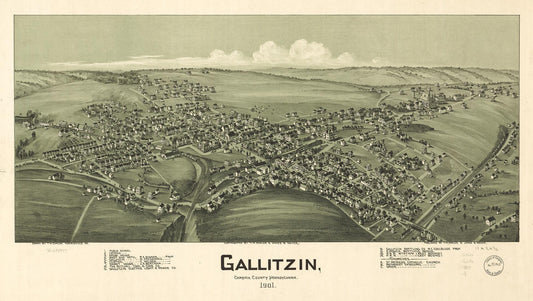 Gallitzin, Cambria County, Pennsylvania 1901. (1901) – Historic Bird’s-Eye View Panorama Print