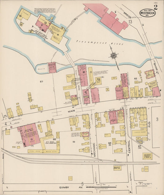 Sanborn Fire Insurance Map from Westbrook, Cumberland County, Maine (1922), Sheet #0002 - Historic Sanborn Fire Insurance Map Print, vintage old map wall art, antique decor, genealogy gift, Maine Maine map